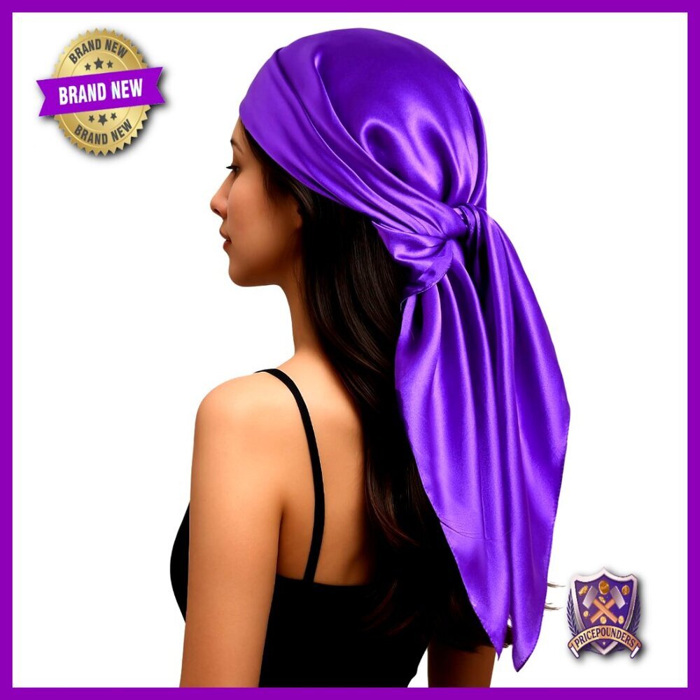 35"x35" Mulberry Silk Head Scarf Anti-Frizz Sleeping Hair Wrap